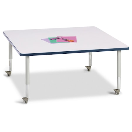 Jonti-Craft Berries Square Activity Table, 48 in. x 48 in., Mobile, Freckled Gray/Navy/Gray 6418JCM112